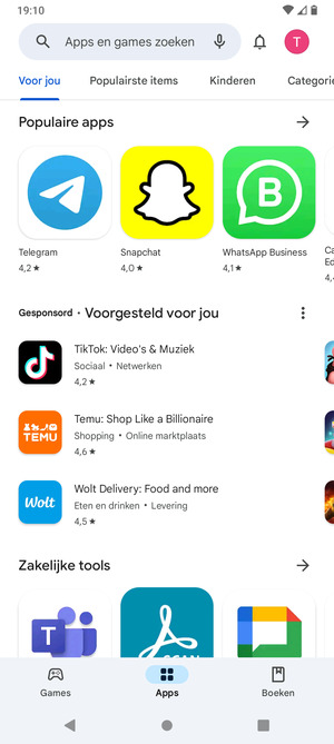 Selecteer de zoekbalk