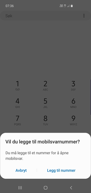 Hvis personsvar ikke er innstilt, velg Legg til nummer