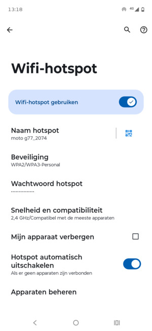 Uw telefoon is nu geïnstalleerd voor gebruik als modem