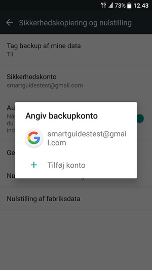 Vælg din sikkerhedskopi-konto