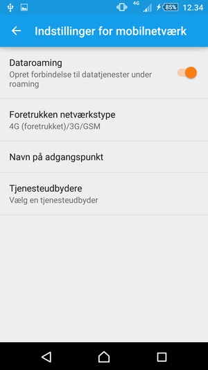 Slå Dataroaming til eller fra