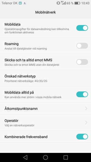 Välj Önskad nätverkstyp