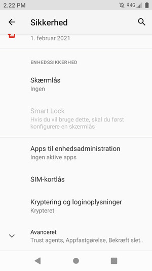 Scroll til og vælg SIM-kortlås