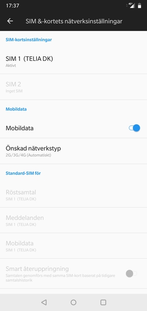 Välj SIM 1 eller SIM 2