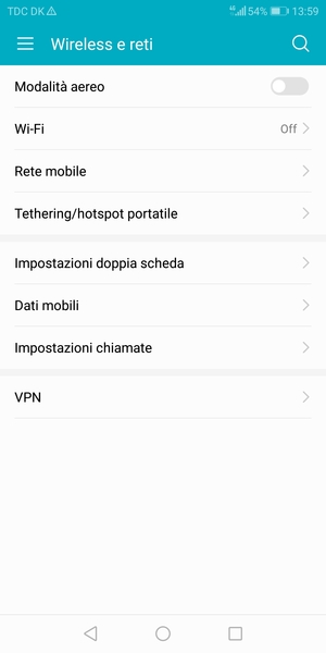 Seleziona Rete mobile