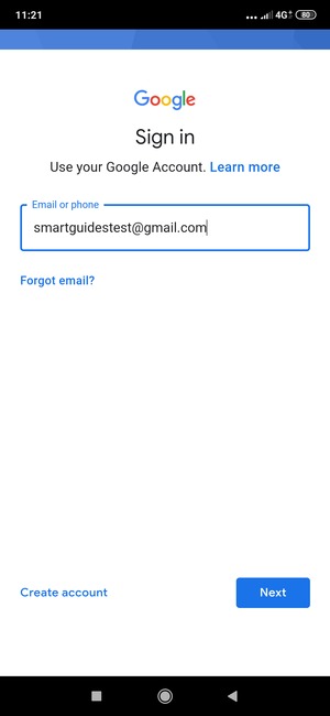 Enter your Gmail address and select Next