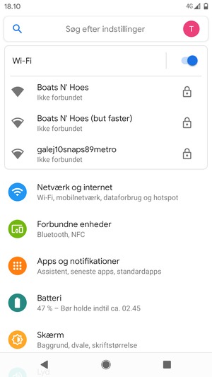 Vælg det trådløse netværk, du ønsker at oprette forbindelse til