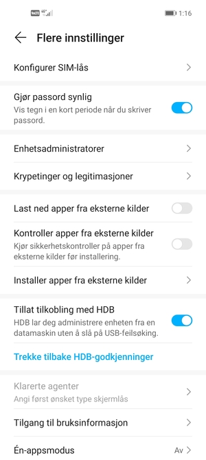 Velg Konfigurer SIM-lås