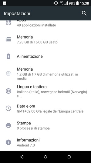 Scorri e seleziona Informazioni