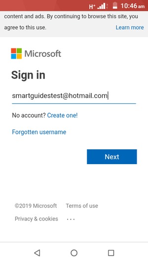 Enter your Email address and select Next