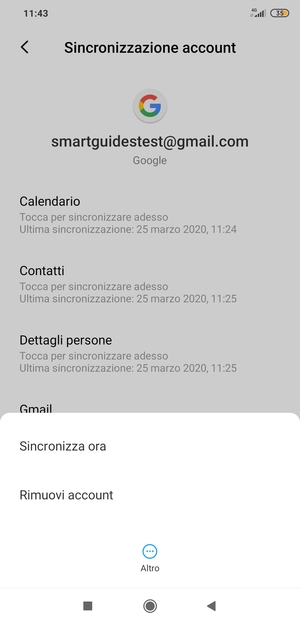 Seleziona Sincronizza ora