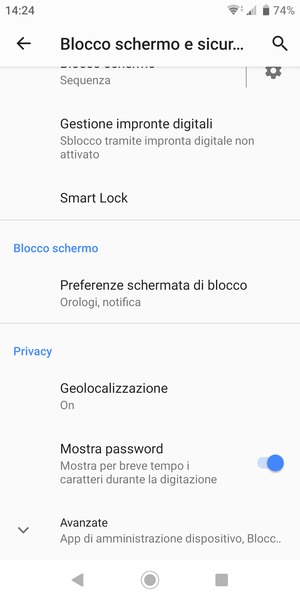Per cambiare il PIN della scheda SIM, scorri e seleziona Avanzate