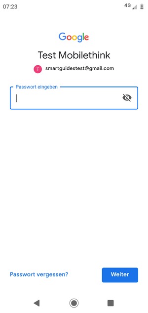 Geben Sie Ihre Passwort ein und wählen Sie Weiter
