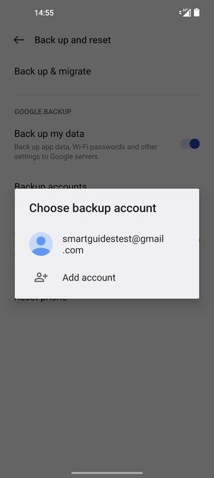 Select your backup account