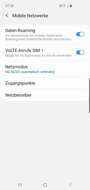 Schalten Sie Daten-Roaming an oder aus