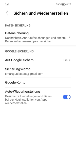 Wählen Sie Sicherungskonto
