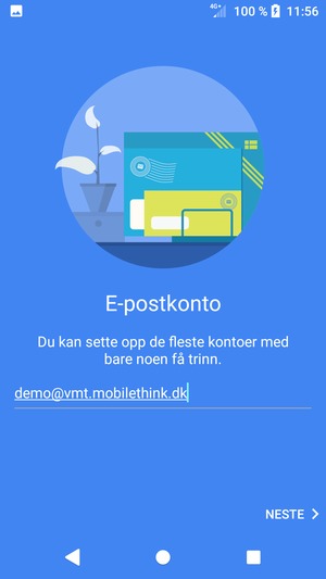 Skriv inn e-postadresse og velg NESTE