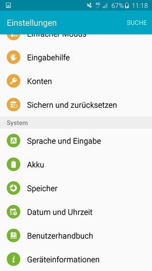Scrollen Sie und wählen Sie Akku