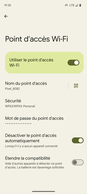 Votre téléphone est maintenant configuré pour être utilisé comme modem