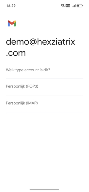 Selecteer Persoonlijk (POP3) of Persoonlijk (IMAP)