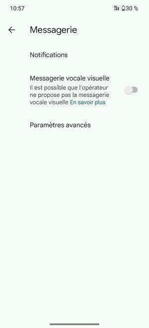 Sélectionnez Paramètres avancés