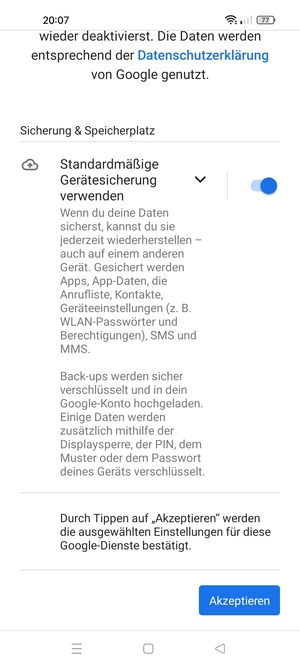 Wählen Sie Akzeptieren