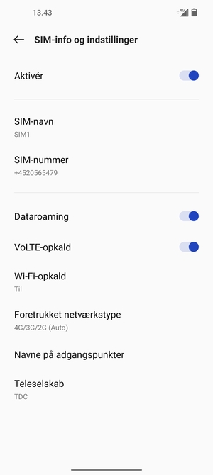 Slå Dataroaming til eller fra