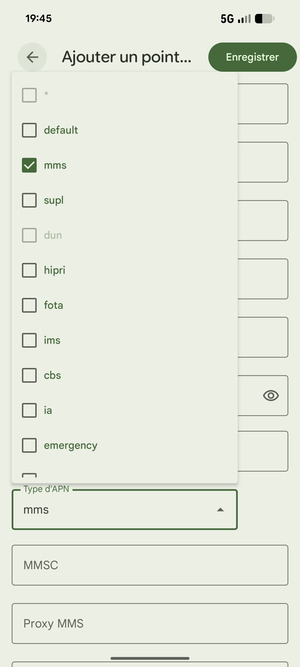 Cochez la case mms