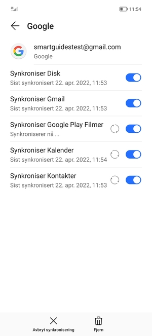 Din informasjon blir synkronisert