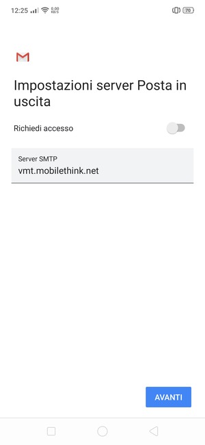 Disattiva Richiedi accesso e seleziona AVANTI