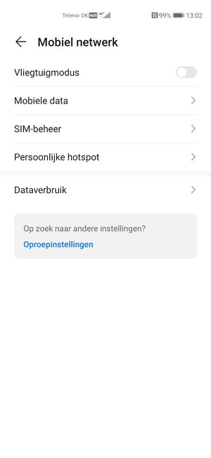 Selecteer Mobiele data