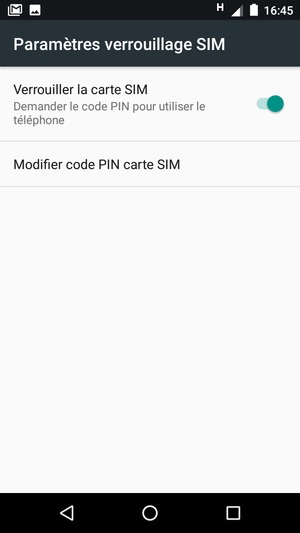Sélectionnez  Modifier code PIN carte SIM