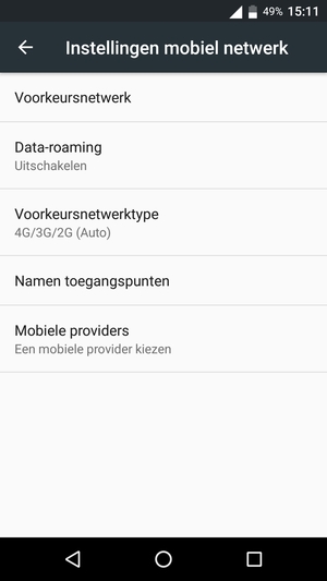 Selecteer Data-roaming