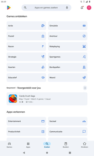 Selecteer de zoekbalk
