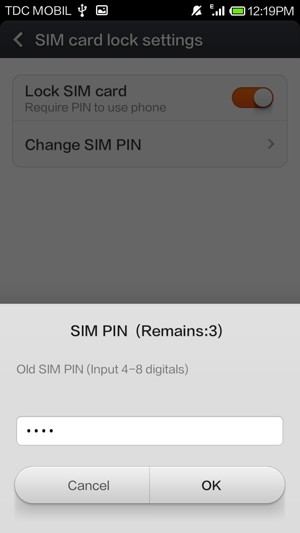 Enter your Old SIM PIN and select OK