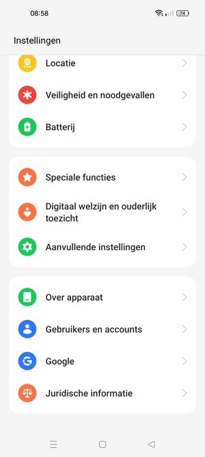 Scroll naar en selecteer Over apparaat
