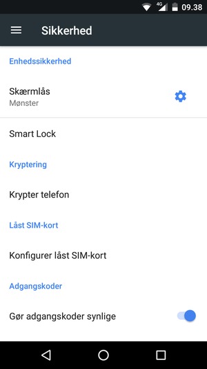 Din telefon er nu sikret med en skærmlås