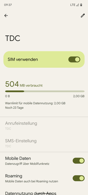 Schalten Sie Roaming an oder aus
