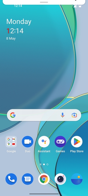 Slide down the top menu