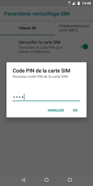 Saisissez votre Nouveau code PIN de la carte SIM et sélectionnez OK