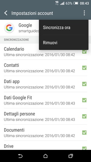 Seleziona Sincronizza ora