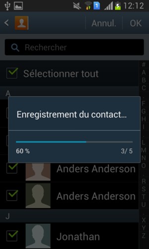 Vos contacts vont être enregistrés sur votre compte Google et dans votre téléphone lors de la prochaine synchronisation de Google.