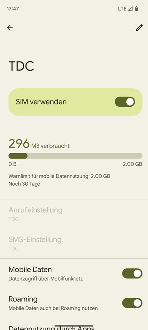 Schalten Sie Roaming an oder aus