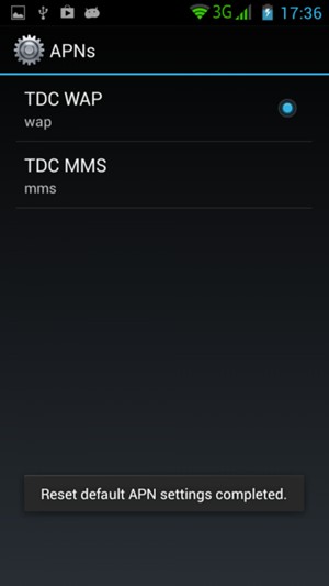 Your phone will reset to default Internet and MMS settings