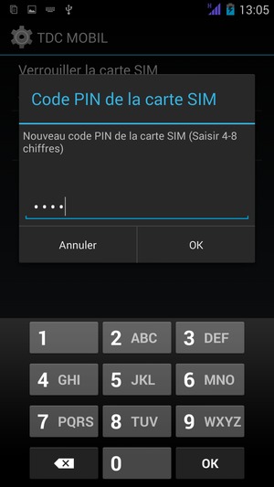 Saisissez votre Nouveau code PIN de la carte SIM et sélectionnez OK