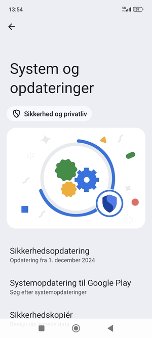 Vælg Systemopdatering til Google Play