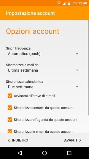 Seleziona AVANTI