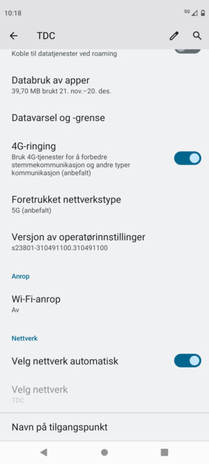 Bla til og velg Navn på tilgangspunkt