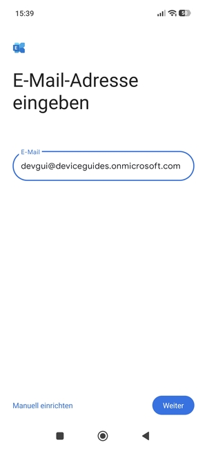Geben Sie Ihre E-Mail-Adresse ein und wählen Sie Manuell einrichten