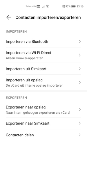 Selecteer Importeren uit Simkaart